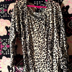 Leopard print see through shirt